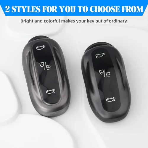 Vista 6 de QBUC para Tesla Funda para Llavero con Llavero de TPU Blanda y Protección Compatible con Tesla Model 3/Y/S (Gris Titanio)