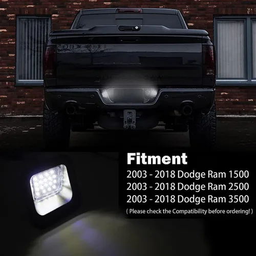 Vista 3 de Luces de matrícula para camioneta RAM 1500 2500 3500 2003-2018, juego de 2 lámparas de número de camión, kit de luz LED de etiqueta, 6000 K, blanco