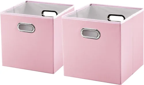 Vista 8 de PRANDOM Contenedores plegables de cuero de 11 x 11 pulgadas [paquete de 2] cestas de almacenamiento de tela, cajones con asas de algodón