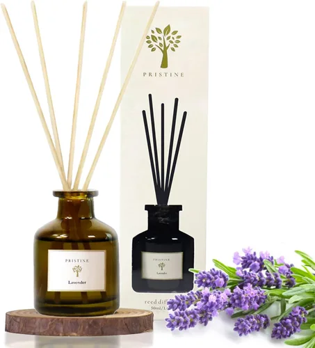 Vista 2 de PRISTINE Lavender Dream - Difusor de varillas para el hogar Difusores de varillas de fragancia fresca de lavanda y eucalipto, difusor de aceite