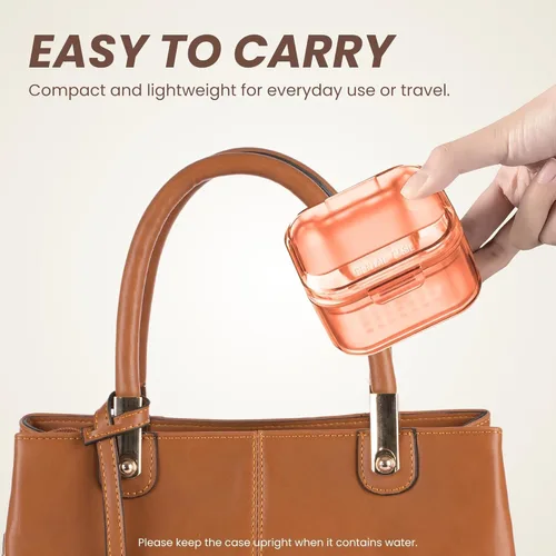 Vista 5 de Estuche de retenedor, estuche de limpieza de retenedor, taza de baño de dentadura con cesta coladora, contenedor de remojo de doble capa