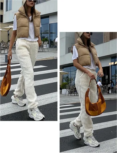 Vista 5 de Uaneo - Chaleco acolchado corto, sin mangas, con cuello alto y cremallera para mujer