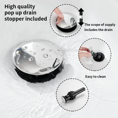 Vista 6 de Waterfall Bathroom Faucet Chrome Widespread GGStudy 3 Holes