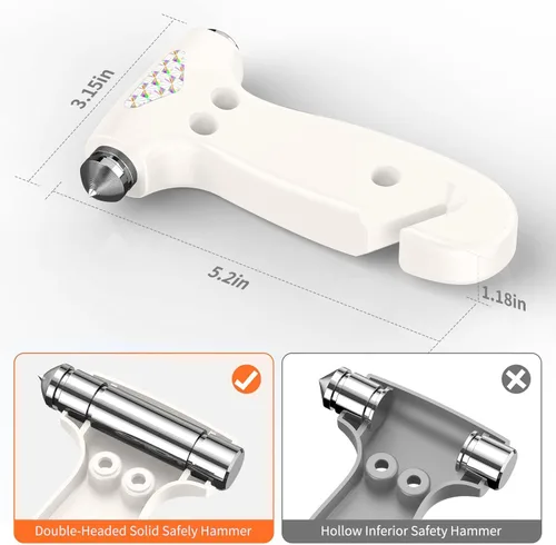 Vista 4 de Martillo de seguridad para automóvil, herramienta de escape de emergencia 3 en 1 con cortador de cinturón de seguridad, martillo de escape