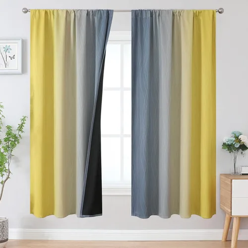 Vista 85 de Estelar Textiler - Cortinas opacas negras y rojas de 72 pulgadas de largo, cortinas con gradiente de bloqueo de luz para sala de estar, cortinas