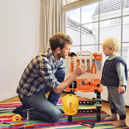 Vista 8 de Juego de Mesa de Herramientas para Niños, MAGIC4U 95 Piezas Mesa de Trabajo de Herramientas para Niños Pequeños con Taladro Electrónico, 13 Equipos