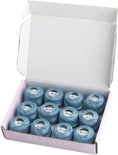 Vista 13 de Rhapsody Hilo de algodón perla tamaño 8 hilo de ganchillo Perle 12 bolas Set tejido a mano, bordado, sashiko, punto de cruz, costura, aguja