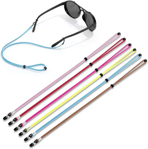 Vista 5 de VOOGLASS Correa para lentes (6 unidades) para gafas deportivas, cordón ajustable para lentes de sol, soporte para el cuello, retenedor de cordón