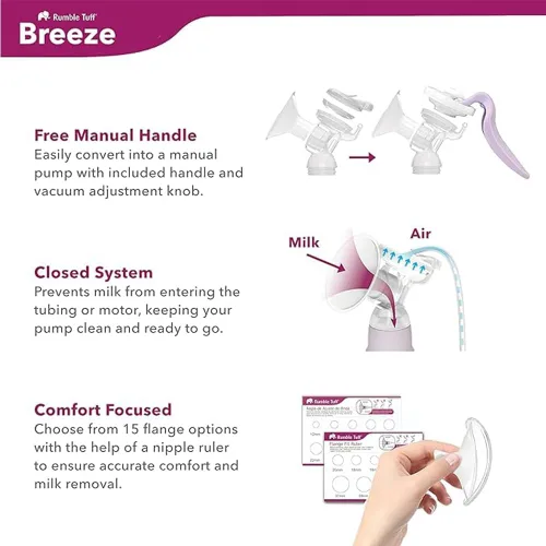Vista 6 de Rumble Tuff Extractor de leche eléctrico Breeze con kits de colección clásica