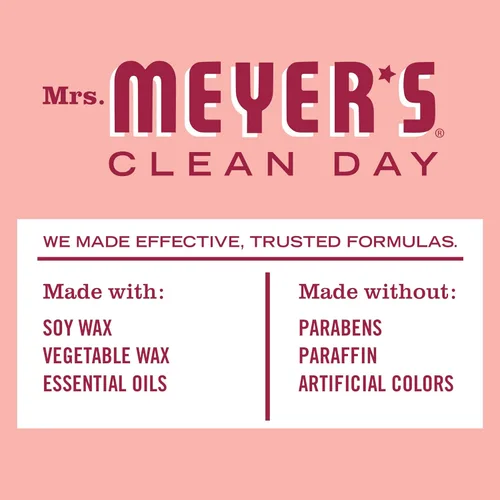 Vista 5 de MRS. MEYER'S Clean Day - Vela de lata de soja, 12 horas de tiempo de combustión, hecha con cera de soja y aceites esenciales, rosa, 2.9 onzas