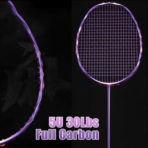 Vista 9 de QDLZLG 5U 75g 30Lbs Full Carbon Fibre Twist Frame Badminton Racket with Free Tied