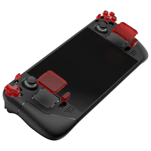 Vista 8 de eXtremeRate Juego completo de botones de repuesto de color rojo transparente para cubierta de vapor, parachoques ABXY D-pad personalizado