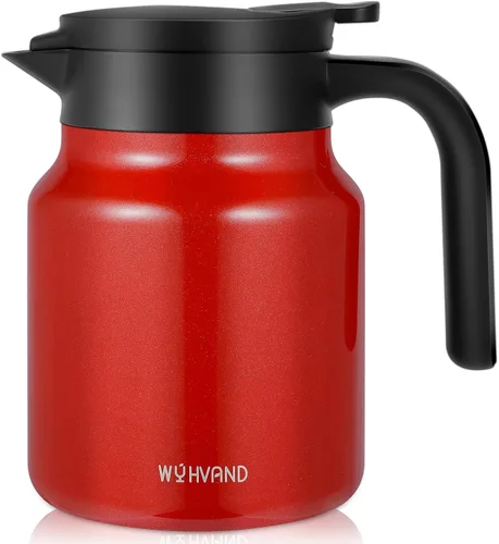 Vista 9 de Jarras térmicas de café de 51 onzas para mantener el calor/frío, jarra de café de acero inoxidable, jarra de agua aislada a prueba de polvo