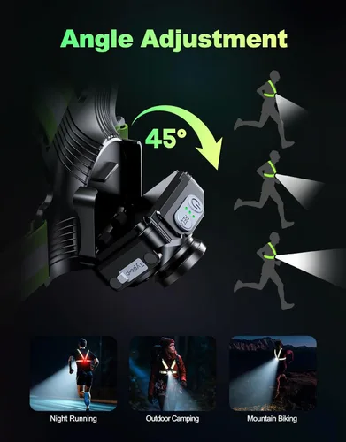 Vista 7 de ISEYOU Running Lights for Runners, 500 Lumens Running Light with 45° Adjustable Tilt, 360° Reflective Vest & IPX4 Waterproof Rechargeable Light Up