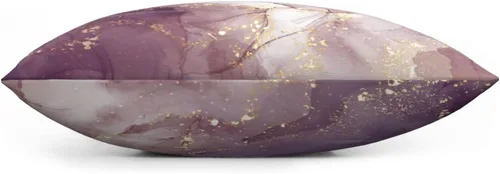 Vista 5 de VARUN Fundas de almohada de mármol rosa y morado, elegante diseño dorado con purpurina, fundas de almohada cuadradas para decoración del hogar
