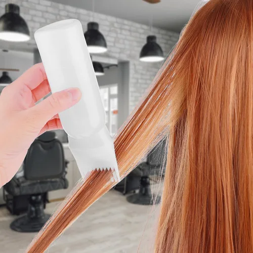 Vista 4 de Botella aplicadora de peine de raíz, botella aplicadora de aceite para el cabello de 6 onzas para teñir el cabello, cepillo aplicador de botella