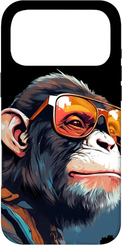 Vista 22 de iPhone 16 Pretty Monkey Face con gafas de sol para los amantes de los simios divertidos