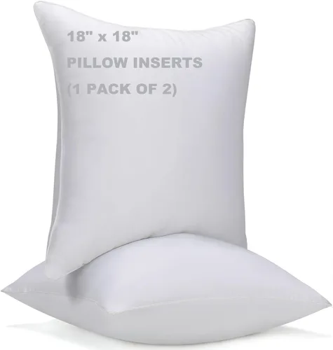 WINGLAM, Rellenos de almohada, almohadas decorativas, relleno de funda, blanco, paquete de 2, 18 x 18 pulgadas, hipoalergénico, poliéster, ultra