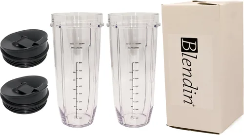 Vista 9 de Blendin Vaso de 32 onzas con tapas Sip N Seal To Go – Tarro de repuesto extra grande compatible con Nutri Ninja Auto-iQ 1000W y Duo Blenders