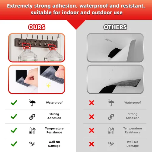 Vista 3 de Cinta de gancho y bucle (1 pulgada × 4 pulgadas), tira adhesiva de alta resistencia, cinta autoadhesiva entrelazada, tiras de montaje adhesivas