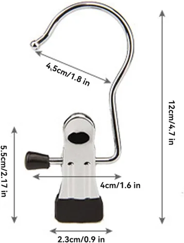 Vista 6 de Dxcaicc 20 clips multifunción, ganchos para colgar la ropa sucia de acero manchado con clips, pasadores de ropa resistentes, clip de secado de metal
