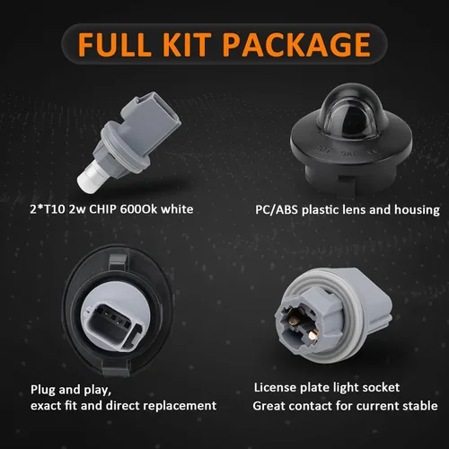 Vista 4 de Bestview Luces de matrícula, bombillas de lámpara LED para etiqueta de parachoques trasero con conjunto de cubierta de carcasa de enchufe