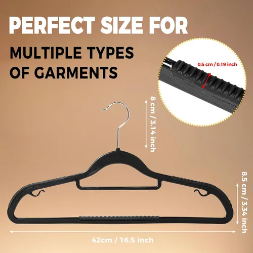 Vista 5 de Perchas de ropa de calidad, paquete de 50 unidades, perchas de plástico sin terciopelo para ropa, juego de perchas resistentes para abrigos, perchas