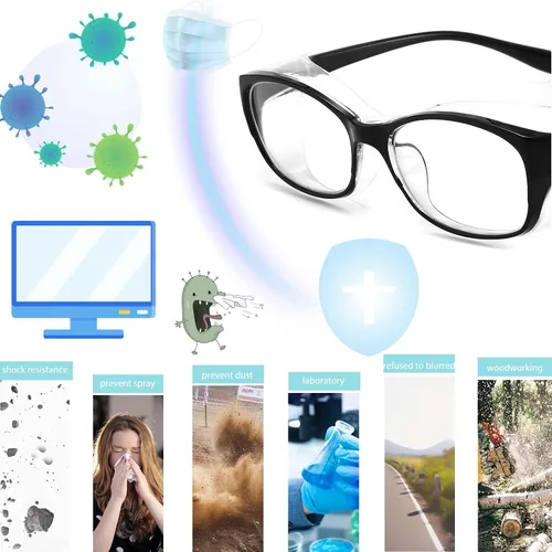 Vista 3 de Dollger Gafas de seguridad con lectores 1.5 2.0 1.0 progresivas multifoco anti niebla y bloqueo de luz azul gafas de lectura