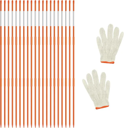 10 piezas de marcadores de entrada, postes reflectantes de 4 pies para entrada, estacas de nieve de fibra de vidrio naranja con cinta reflectante