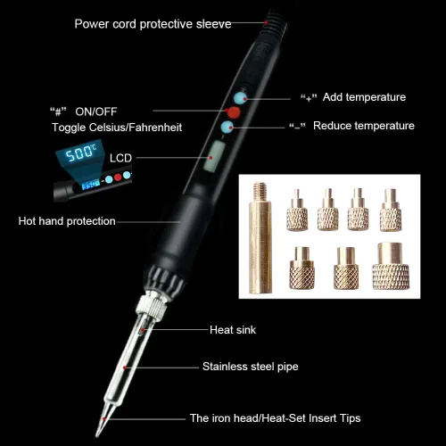 Vista 5 de Herramienta de inserción de ajuste térmico con 370 piezas de insertos roscados Insertos de latón para impresión 3D, punta de inserción de ajuste