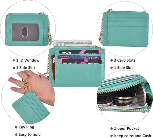 Vista 4 de Monedero delgado con bloqueo RFID, con bolsillo frontal para monedas, tarjetero, para mujer