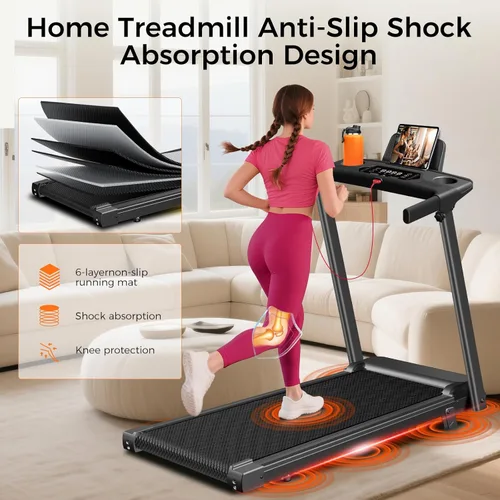 Vista 12 de Aiteid Treadmill with Incline,3.0HP Small Treadmills for Home,Portable Electric Treadmill with Handles,Lightweight Walking Pad,Compact Running
