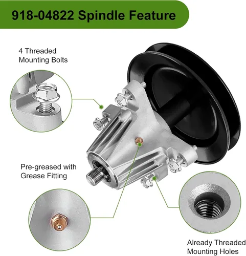 Vista 3 de Belleone 918-04822B Conjunto de husillo para tractor Craftsman Cub Troy Bilt Pony Bronco de 42 pulgadas, viene con todos los accesorios de montaje