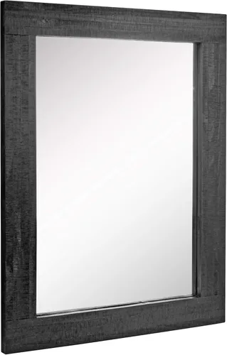 Vista 2 de Stonebriar Espejo de pared rectangular con marco de madera negra de 24 x 18 pulgadas con soportes para colgar, decoración rústica decorativa