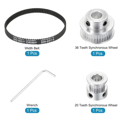Vista 3 de MECCANIXITY Polea de distribución de 20 y 36 dientes, rueda sincrónica de 0.315 in con correa y llave para impresora 3D, máquina CNC, 1 juego