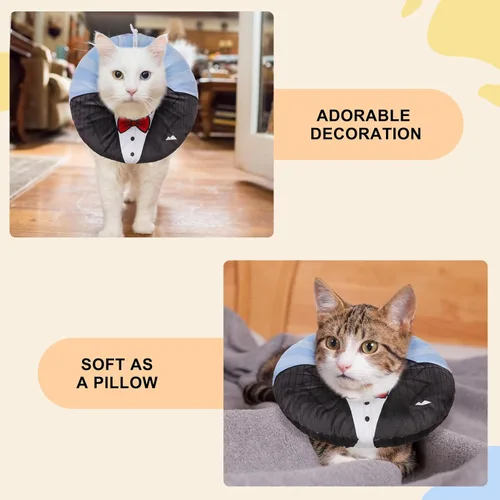 Vista 6 de BEAUTYZOO Collar de Cono Suave para Gato, Collares E de Recuperación para Gatos Después de Cirugía para Evitar que se Laman, Collar Circular