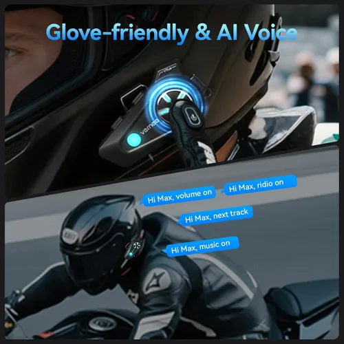 Vista 4 de vernee Altavoces Bluetooth para casco de motocicleta, 4 conductores, intercomunicador de 1.2 mi, con 2 micrófonos tipo, impermeabilidad