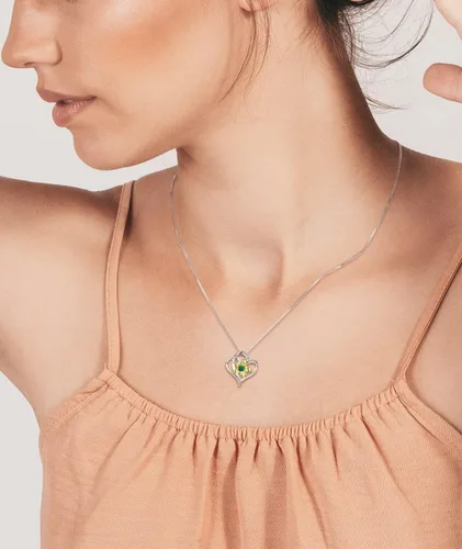 Vista 3 de YL Collar de corazón para mujer, plata esterlina, flor de lirio, colgante de amor, piedras preciosas