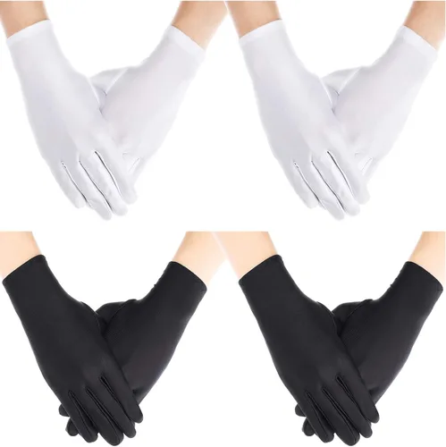 Sumind 4 Pairs black Gloves for Men spandex Cotton Gloves Dress Costume for Formal Tuxedo Guard Parade