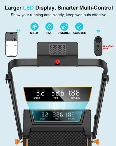 Vista 4 de Rayspace Walking Pad with 12% Incline/Adjustable Height, Upgraded 3.5HP Walking Pad with Handle Bar, 4 in 1 Foldable Under Desk Treadmill, Electric