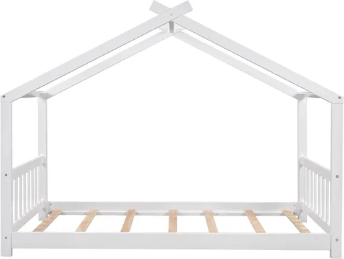 Vista 21 de Harper & Bright Designs Cama matrimonial para niños, cama de madera con cabecera y estribo, base de cama matrimonial para niños pequeños, cuna