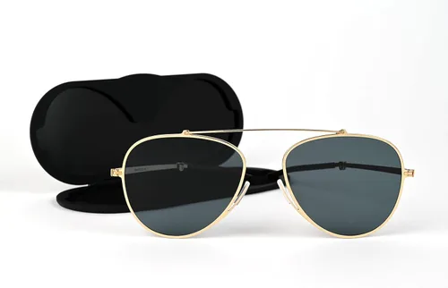 Vista 3 de ThinOptics Milano - Funda de aluminio lentes de sol de aviador marco dorado lente G15 2126in Marco doradolente G15
