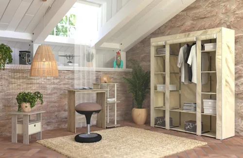 Vista 99 de Furinno - Escritorio compacto para computadora con estantes, Tablero de partículas, Marrón oscuro