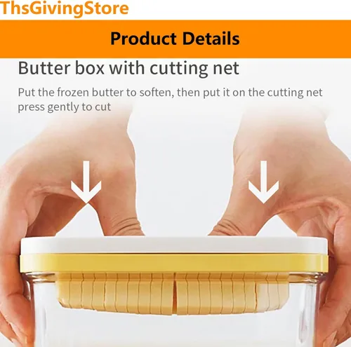 Vista 4 de Mantequillera con tapa y red de corte, recipiente de mantequilla de silicona hermético transparente 2 en 1 para cortar y almacenar, platos de queso