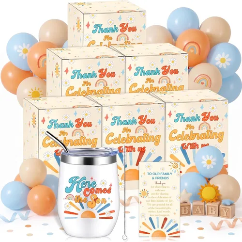 Vista 11 de Hoolerry Juego de 6 tazas para baby shower, vaso de acero inoxidable de 12