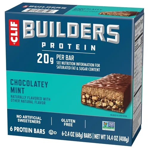 Vista 14 de CLIF BUILDERS - Barras de proteínas - Chocolate Mint - 0.71 oz de proteína - Sin gluten (2.4 onzas, 6 unidades)