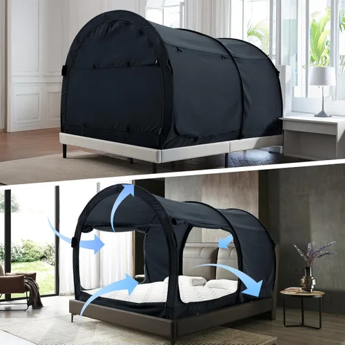Vista 16 de Alvantor® Tiendas de campaña con dosel de ensueño, espacio de privacidad, litera individual, tiendas de campaña para dormir, cortinas de marco