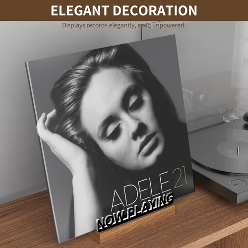 Vista 7 de KORRTFID Soporte de discos de vinilo Now Playing, soporte de exhibición de discos de vinilo con iluminación, soporte para almacenamiento de álbumes