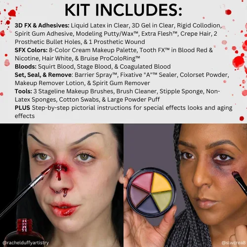 Vista 5 de Kit de maquillaje Mehron Special FX All-Pro Kit profesional completo para escenario Efectos especiales para teatro, Halloween y cosplay
