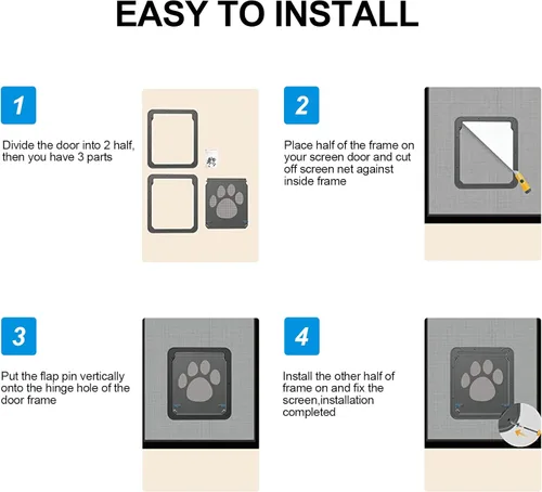 Vista 9 de Ownpets Puerta mosquitera para mascotas, puerta interior de 8 x 10 x 0.4 pulgadas, pantalla magnética con cerradura automática para puerta negra